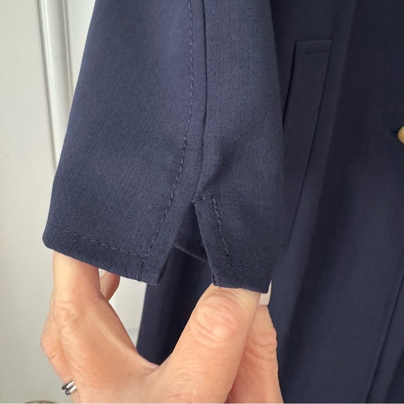 Rena Lange Navy Tailored A-Line Coat | Gold Buttons | Germany | 8 - Picture 6 of 12